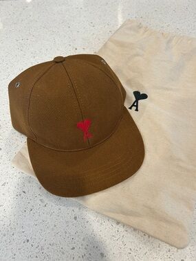 Ami Brown Cap with Red Heart Logo